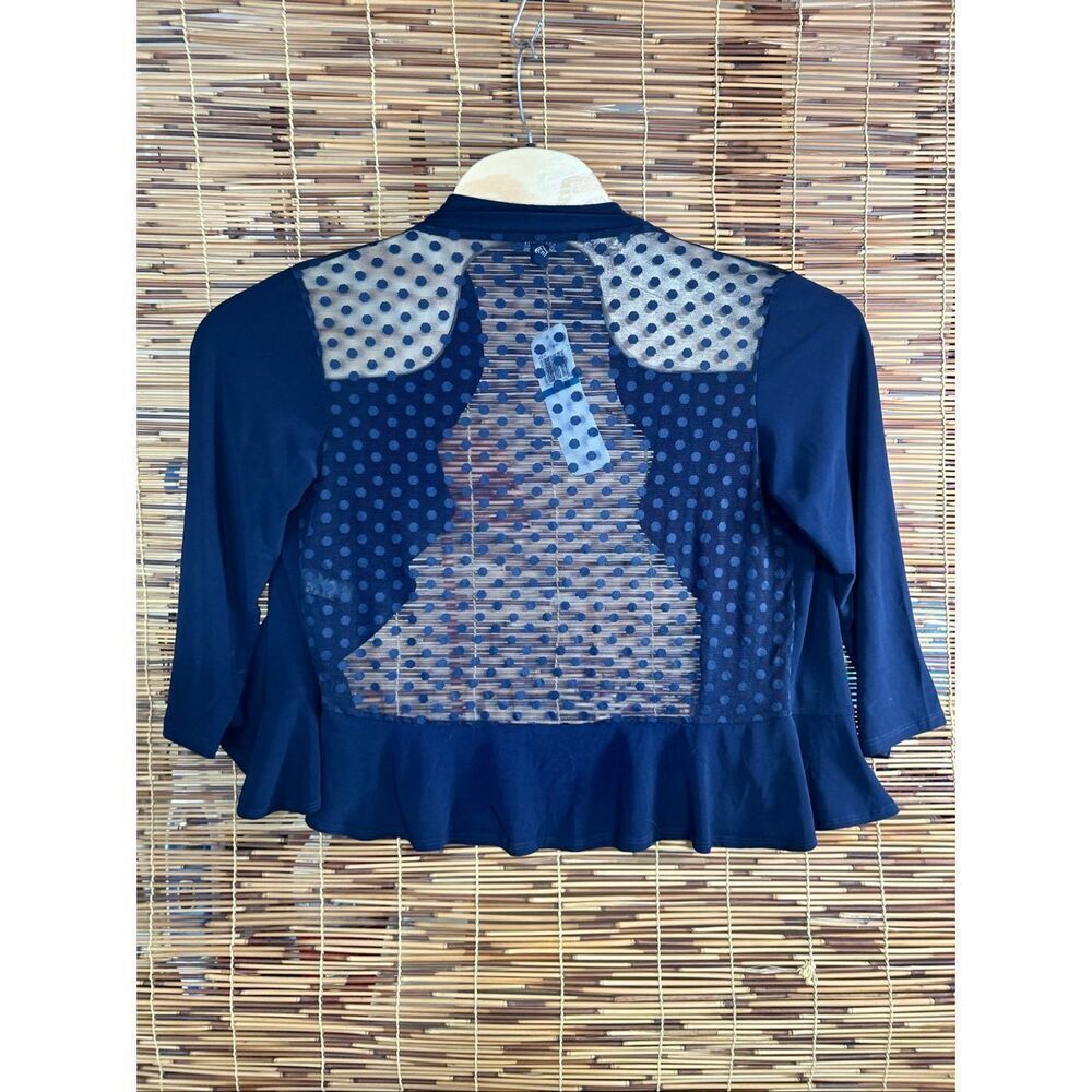 Nina Leonard Navy Blue Sheer Cover Up Cardigan Extra Large (XL) NWT - Picture 4 of 6